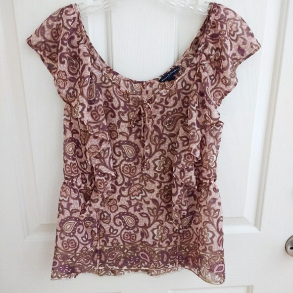 American Eagle Outfitters Tops - DONATING 8/1 Sheer ruffled paisley print top